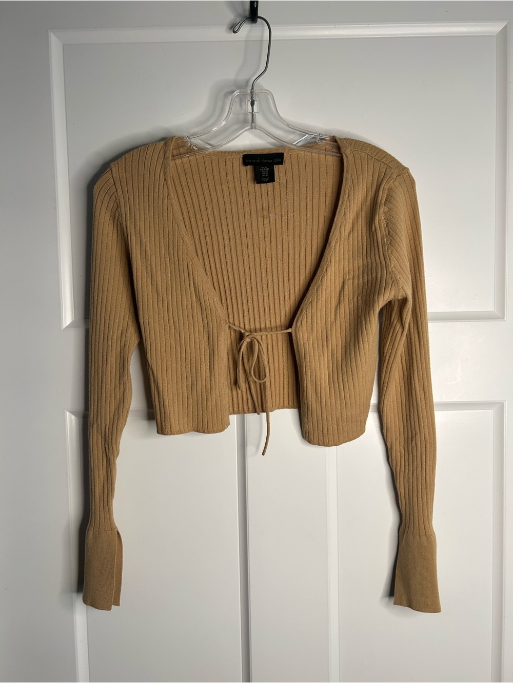 House Of Harlow 1960 Women’s XS Long Sleeve Cropped Cardigan Tan NWOT 6225